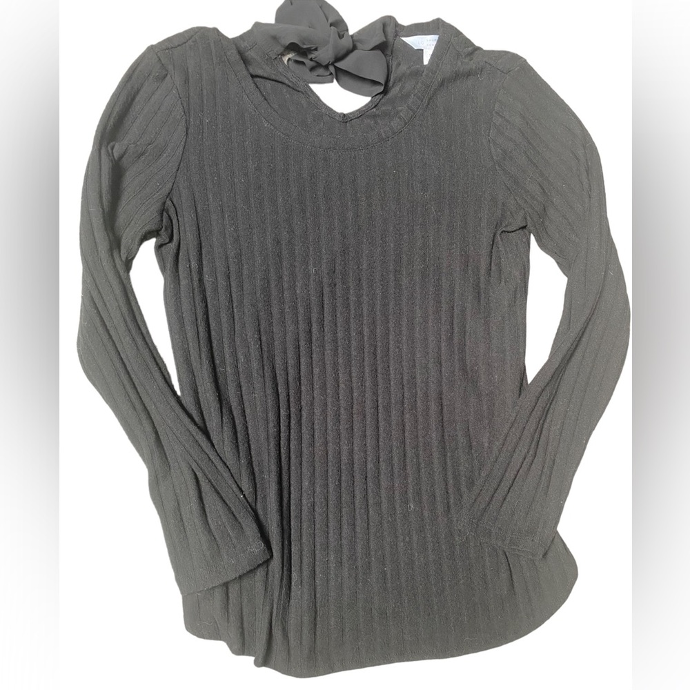 LC Lauren Conrad ribbed thin long sleeve sweater with tie back Sz S
